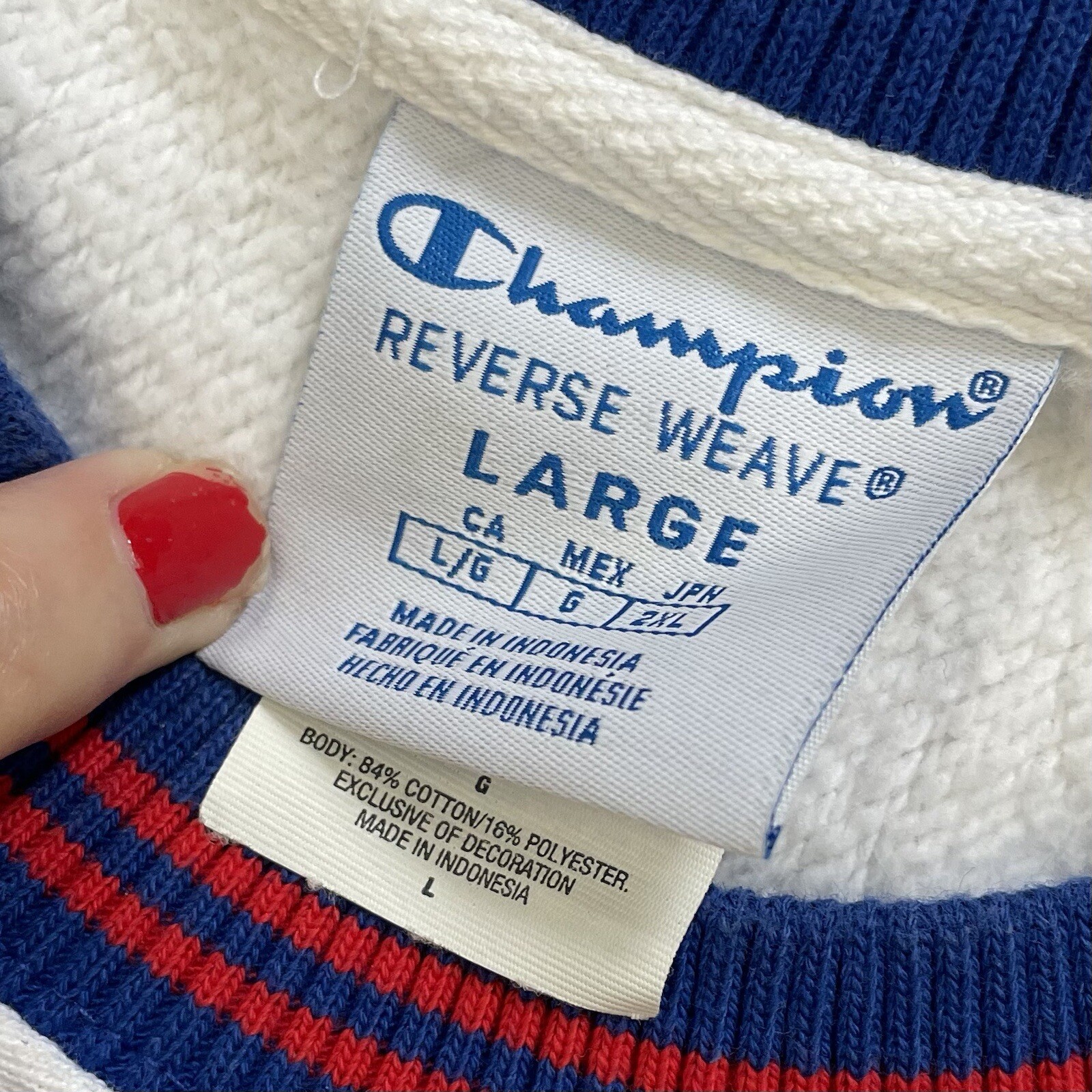 CHAMPION REVERSE WEAVE ~ Large White Script Logo … - image 2