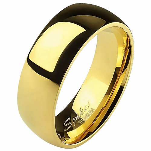 Traditional Titanium Ring Gold Wedding Band Sizes 5-13 6mm Anniversary