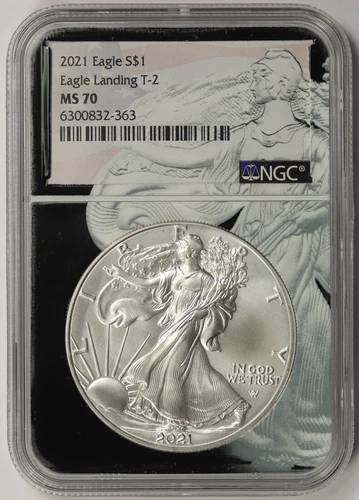 2021 Silver Eagle Landing T-2 $1 MS 70 NGC Liberty Black Slab