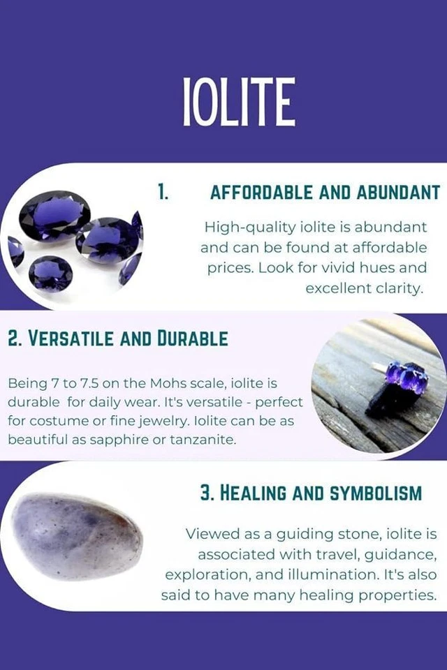 Faceted Iolite Gemstone Antique 925 Sterling Silver Jewelry Necklace+ Earring a0 - Image 2 of 4