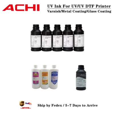 ACHI UV Ink / Varnish / Metal Coating / Glass Pretreated Coating For UV DTF Printer