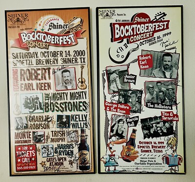 2 Shiner TX Bocktoberfest Signed Posters Framed Autographed 1999