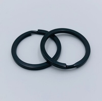 2pc Stainless Steel 30mm Flat Key Rings Black Key Chain Split Key Ring 1.2''
