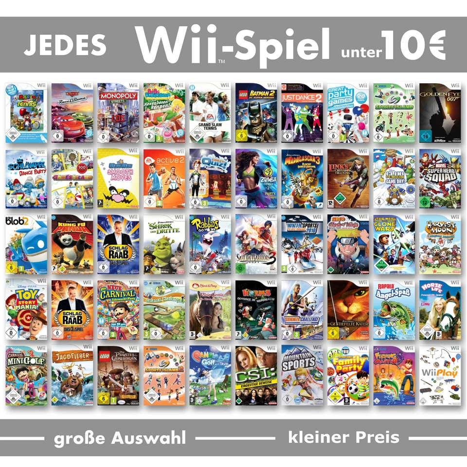 Nintendo Wii Spiele-Wahl 🚨 ALLE Spiele UNTER 10€ pro Game ⬇️🔟💰✅ - Bild 1 von 1