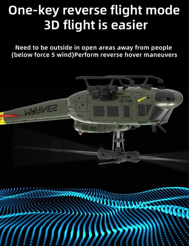 RC ERA C032 Huey UH-1 RC Helicóptero 1/48 Gyro 6CH 3D One-key Inverted flight - Imagen 15 de 24