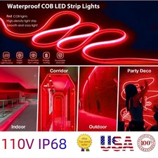 Red 110V IP68 COB LED Strip Light 480LEDs/M for Commercial Building Home Garden