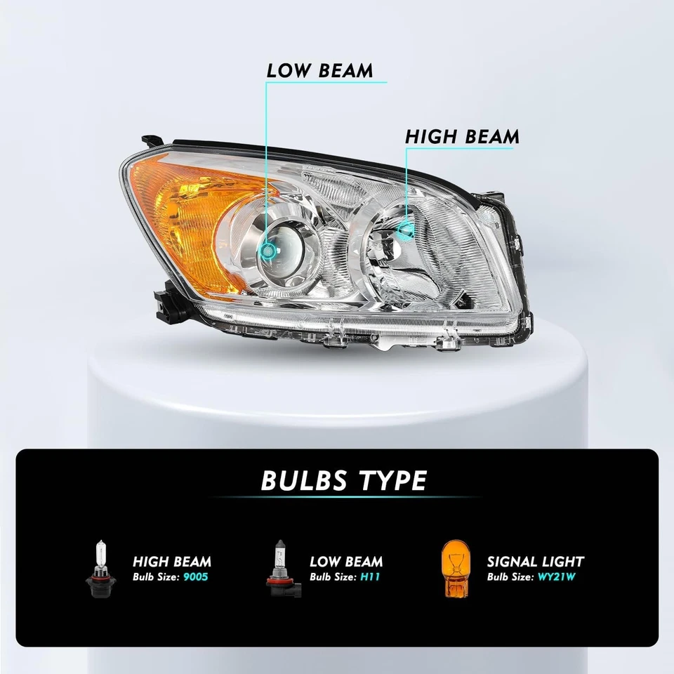 Conjunto de faros para Toyota RAV4 2009-2012 par reflector cromo ámbar diestro+derecho Foto 2 de 4