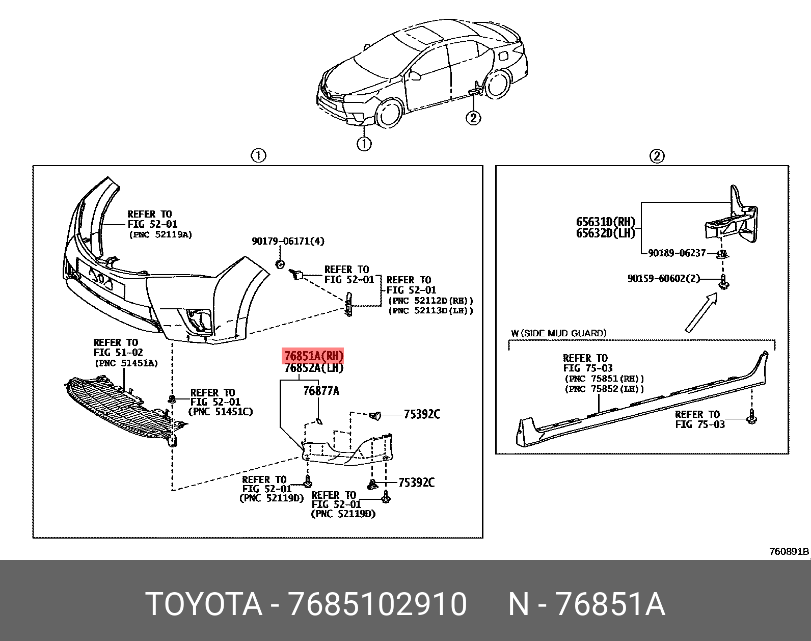Genuine OE bumper spoiler, 7685102910 for TOYOTA 76851-02910 | eBay 