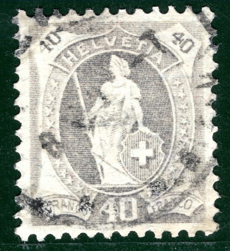 SWITZERLAND Helvetia Stamp Scott.122 40c Grey (1907) CDS Used Cat $77+ ORANGE50 - Picture 4 of 6