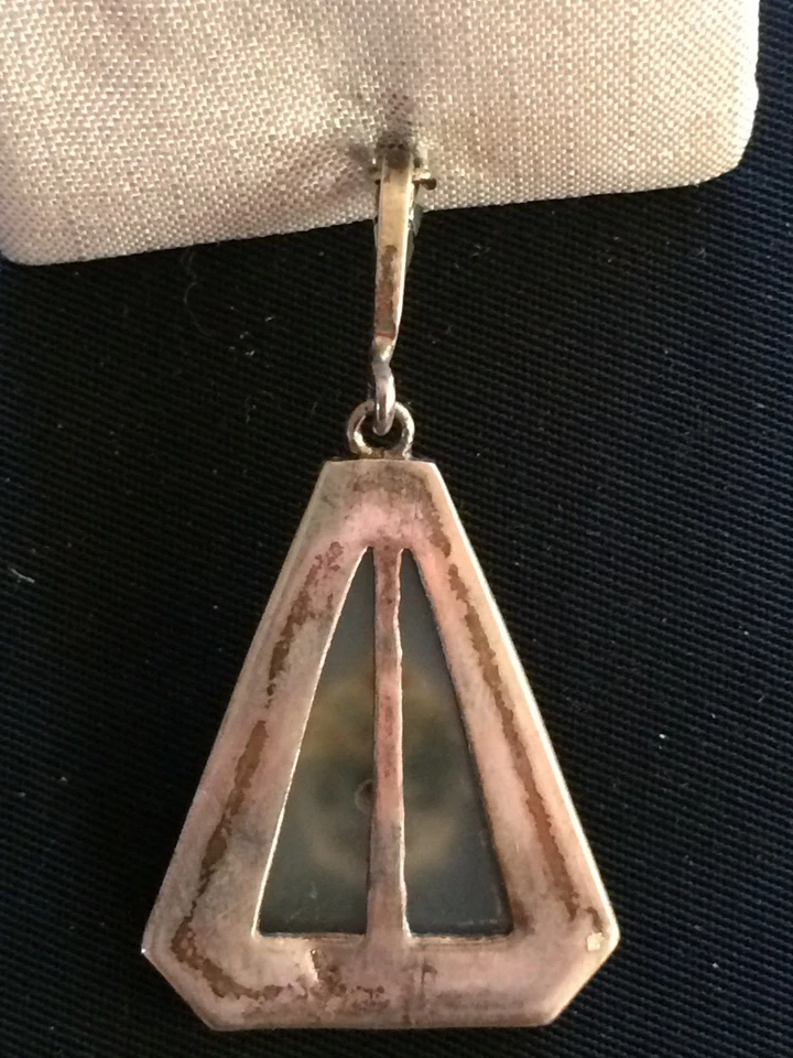 Antico pendente argento 925 con marcasiti e cristallo anni '60 vintage P88 - Immagine 4 di 4