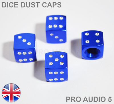GOLD Dice Dust Caps Bike Motorbike Scooter Car Van Tyre Valve Wheels