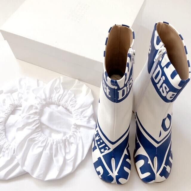 Maison Margiela Tabi Boots White Blue Leather Size 36 US5.5 Maison Margiela Tabi Boots White Blue Leather Size 36 US5.5