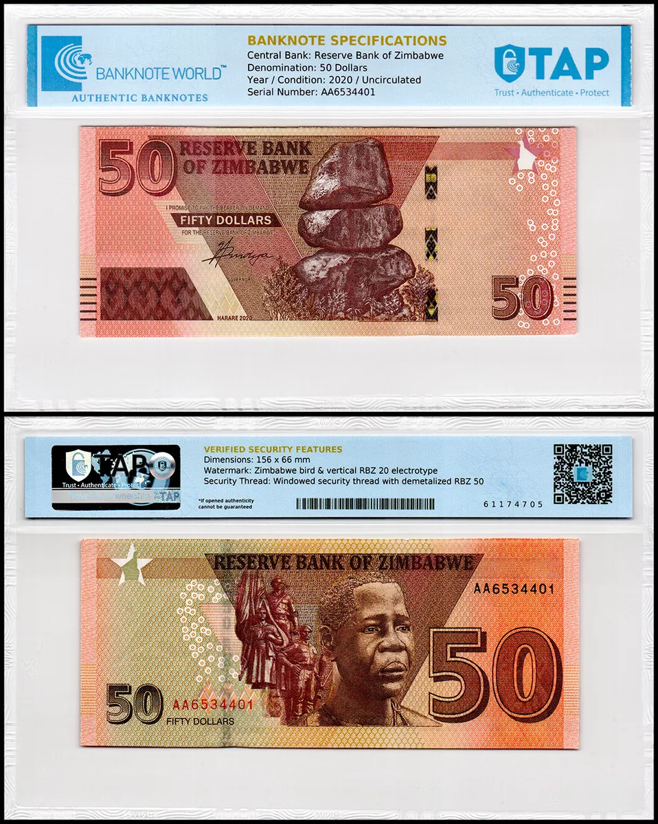 Zimbabwe 50 Dollars Banknote, 2020, P-105, UNC