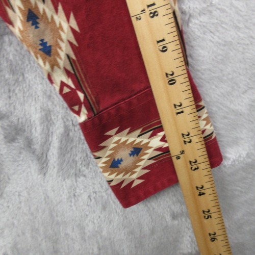 Wrangler Shirt Men's Medium Maroon Western Pearl Snap Aztec Cowboy - Picture 10 of 16