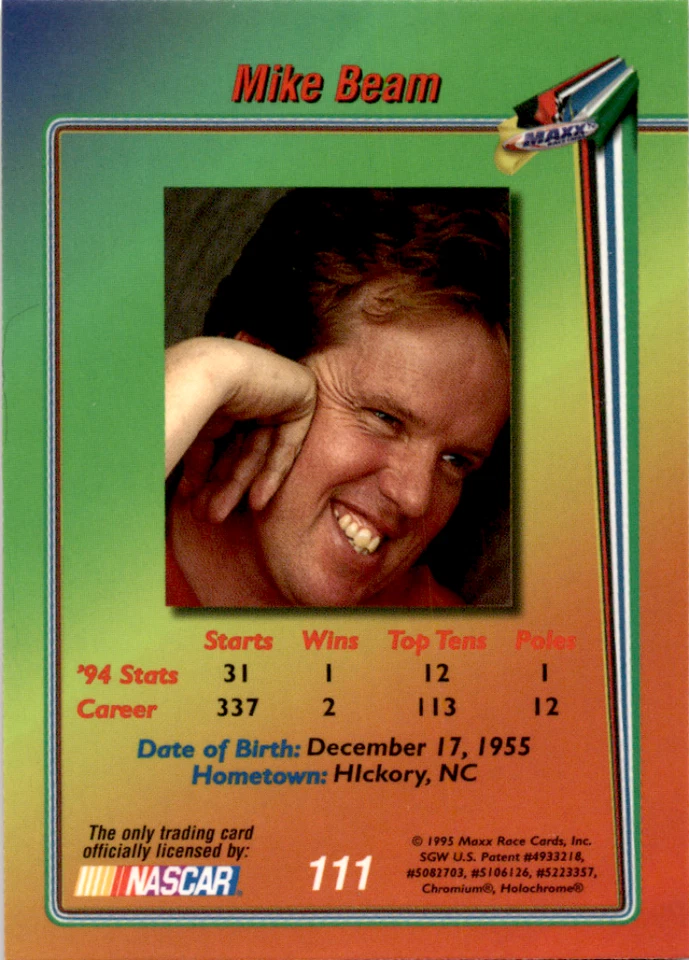 1995 Maxx Premier Plus #111 Mike Beam NM Near Mint ID:45874 - Image 2 of 2