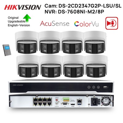 Hikvision 8CH 4K NVR 4MP 180° Panoramic IP Camera CCTV System ColorVu POE Lot US