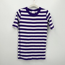 Hanna Andersson Pajama Top Kids Sz 150 US 12 Purple White Striped Organic Cotton