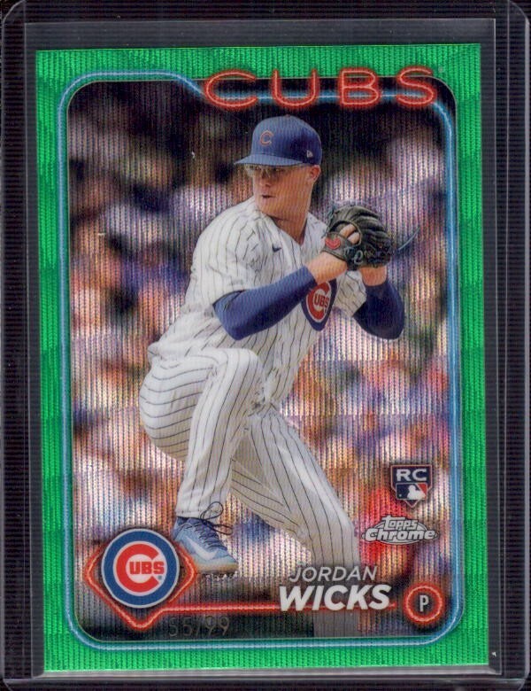 JORDAN WICKS 2024 Topps Chrome #67 Green Wave Refractor Rookie RC #55/99