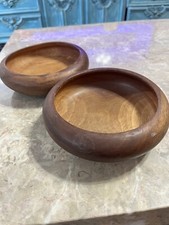 Vintage X2 UsedWood Wooden Decorative Serving Salad Bowl Centerpiece Unbranded