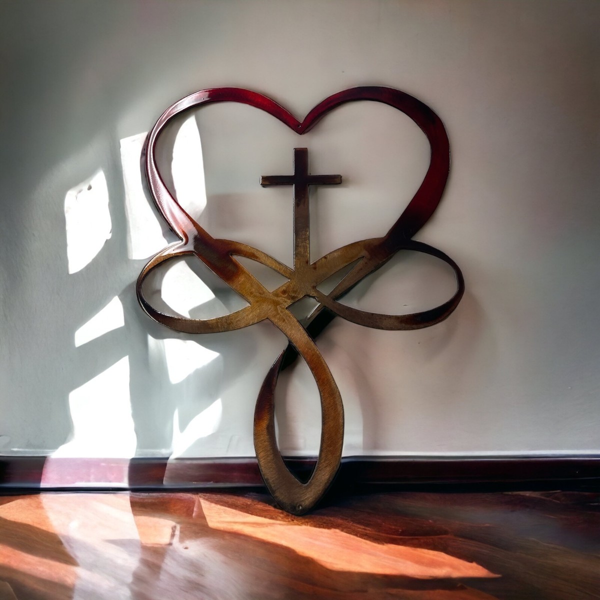Heart Cross Infinity Symbol Copper and Bronzed and Red 15
