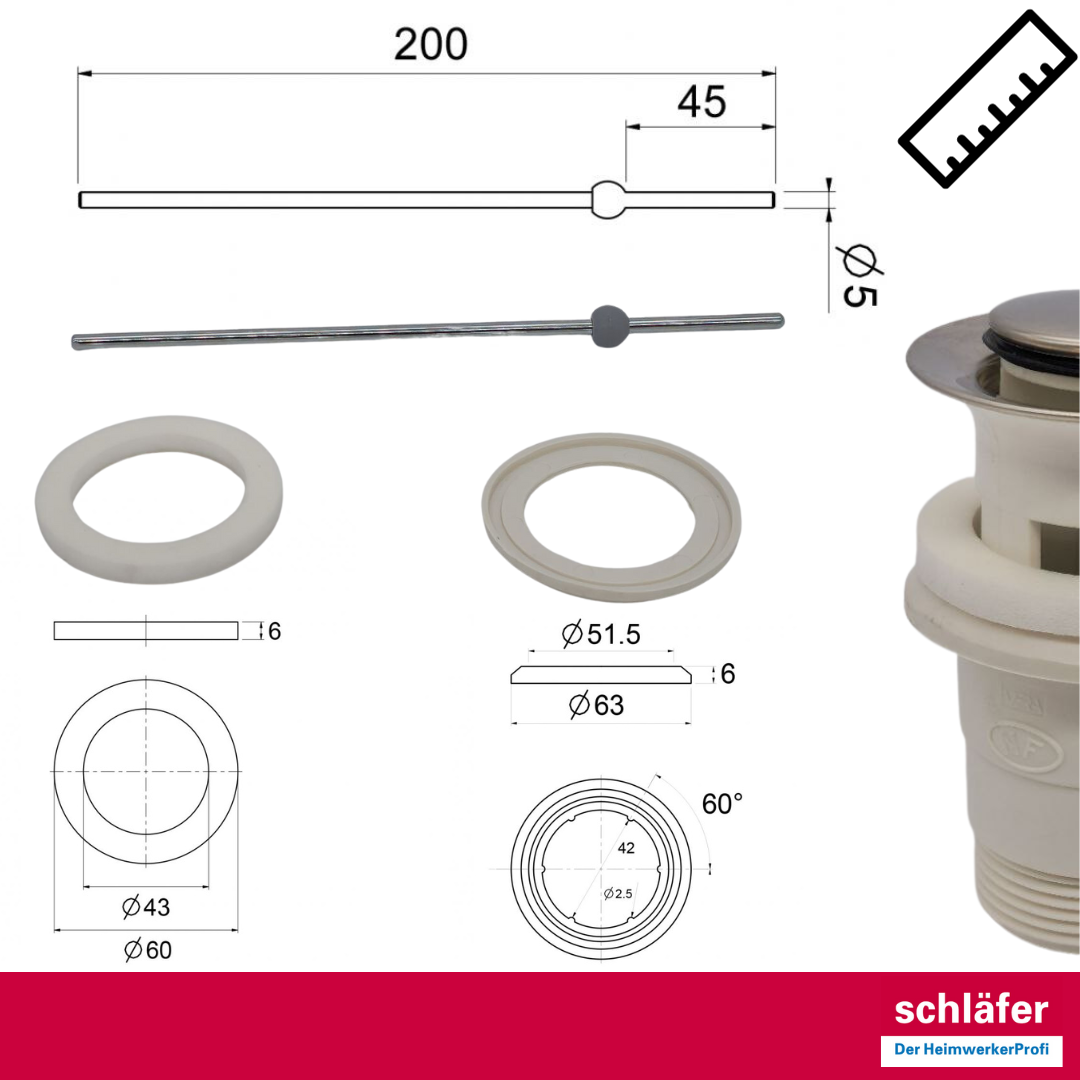 Piletta Lavabo Universale Click-clack - Senza Troppopieno, In Ottone Cromato - Per Bagno E Cucina