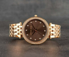 MICHAEL KORS DARCI ROSE GOLD TONE,CRYSTAL PAVE,BROWN DIAL,BRACELET WATCH MK3217