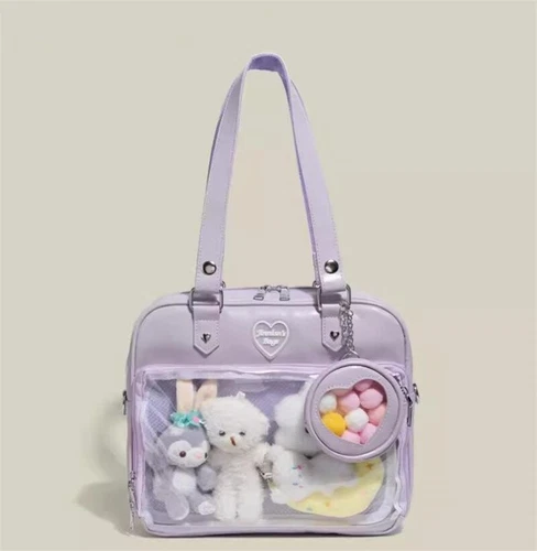 Lolita transparent PU ItaBag shoulder bag handbag JK uniform mailman bag- - Picture 30 of 30