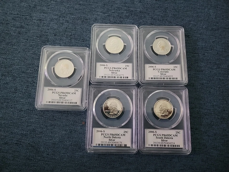 2006 S silver Set PCGS Slabbed Pr69 States Quarters Flag Label (Toning). - Image 3 of 4