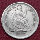 1867 S Seated Liberty Half Dime 5c Better Grade VF + #60409