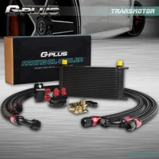 Universal 19 Row 10AN Aluminum Engine Oil Cooler + Filter Relocation Adapter Kit