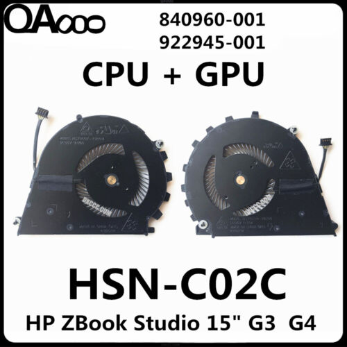 840960-001 / 922945-001 HP ZBook Studio 15" G3  G4 CPU & GPU Lüfter Fan HSN-C02C - Picture 1 of 8