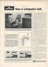 1968 Bell Laboratory Print Ad ~ Computer Speech, Vocal Track Model, Synthesizer
