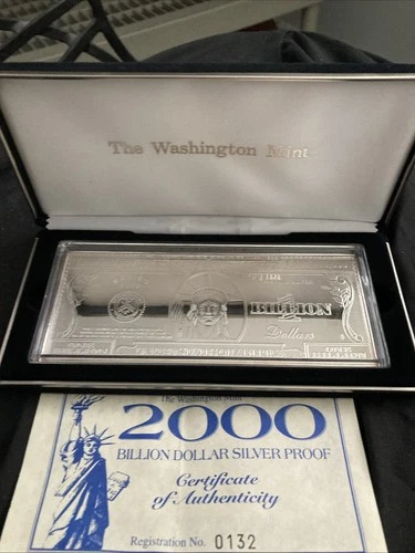 4 Troy .999 SILVER  OUNCES BILLION Dollar WASHINGTON MINT Silver Proof COA #0132