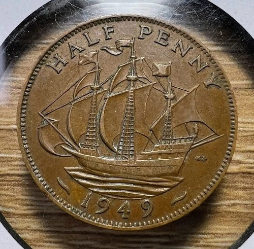 Photo of a 1949 George VI Half Penny from an eBay listing that sold on Jun 25, 2026