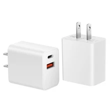 2 Pack 20W USB C USB A Fast Charger Power Supply US Plug PD Power Adapter