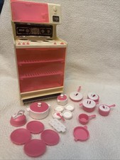 Vintage 1978 Barbie Dream Furniture Stove Oven Microwave Pots Pans Accesories