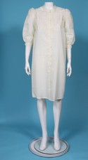 Vintage Nightgown Victorian Women's Ivory Cotton Lace Dress size M/L - 308