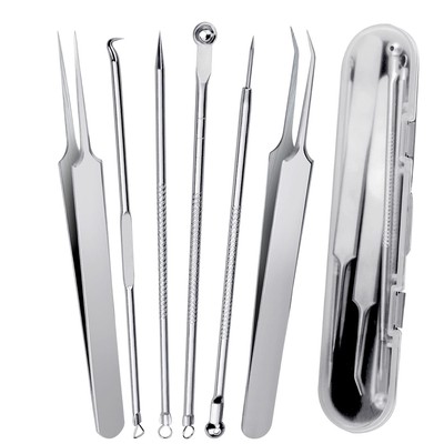 6 Stück Mitesserentferner, Blackhead Remover Tool aus Edelstahl, 
