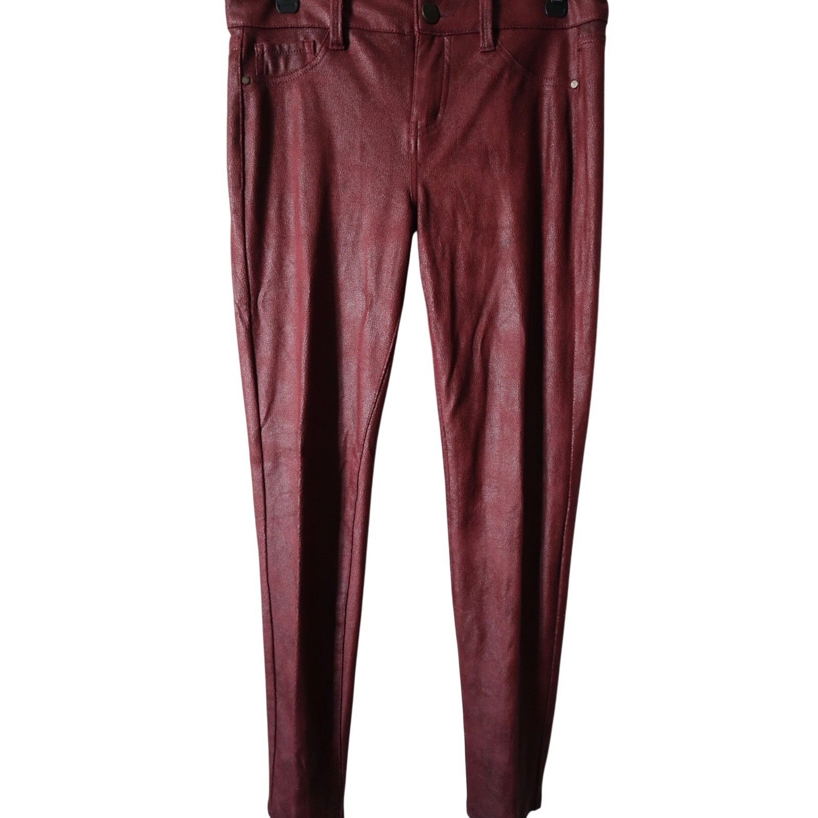 Womens Leather Pants Red Maroon 7 SOFT Lambskin Vintage 90s Y2K Mom Pants