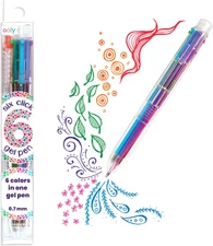 6 Colors in 1 Gel Pen, Retractable Gel Pen with 6 Unique Colors, 0.7Mm Nib for F