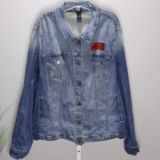 Disney Mickey Mouse Denim Jacket Women s Size 5 S/M Embroidered Jean