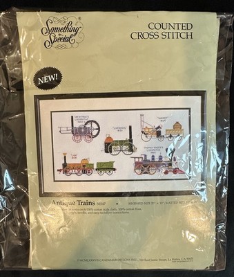 Vintage Something Special Antique Trains Cross Stitch Kit #50347 1987  No Thread