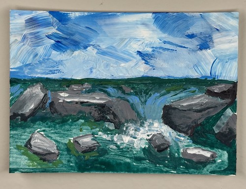 ACEO Original Acrylic Serene Seascape Coastal Ocean , By Kaylee Billman-Galuhn