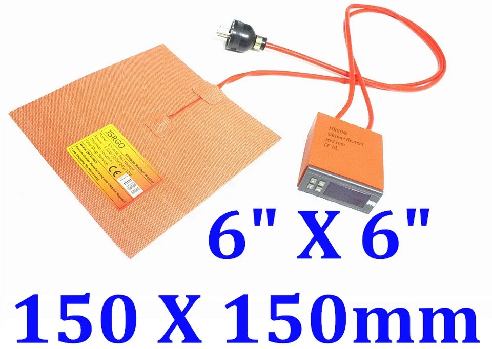 Silicone Heating Pad 6" X6" 150X150mm 120W w/PSA Digital Temperature Controller