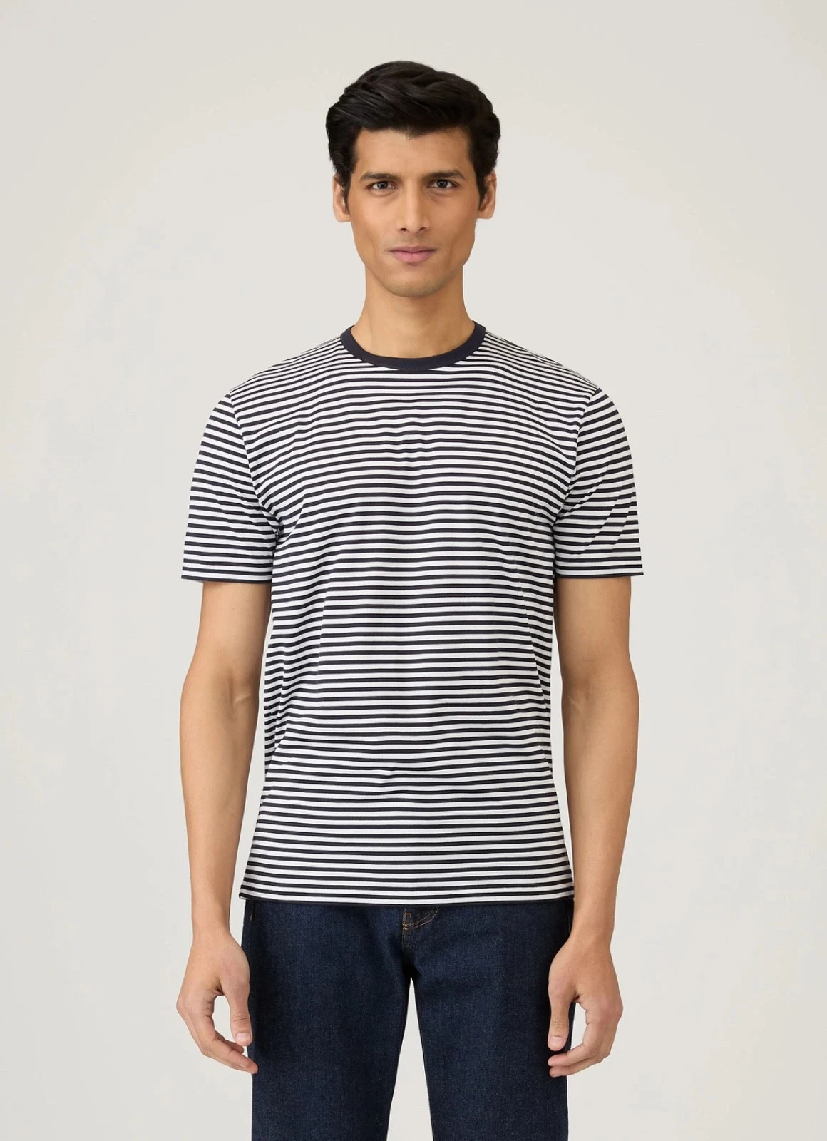 SUNSPEL Men’s Classic Short Sleeve Striped T-Shirt, Ivory/Navy, Size XL, XXL