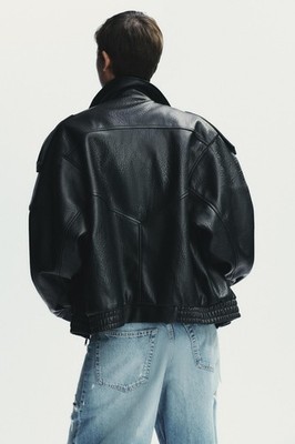 ZARA Black Faux Leather Bomber Jacket 4391/872/800 XS_S_M_L _XL
