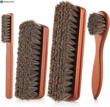 4PCS Shoe Brush Kit | Horsehair Leather Polish, Shine & Boot Cleaning Set 
