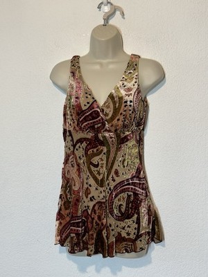 Alexia Admor Vtg Velvet Burnout Paisley Top Sleeveless Silk Blend Boho Size S