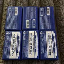 Lot Of 6 Bars Dr. Bonner's Pure Castile Bar Soap - 5oz - Peppermint - New/Sealed