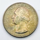 1946-D Washington Quarter 90% Silver AU Toned Toning Almost Uncirculated